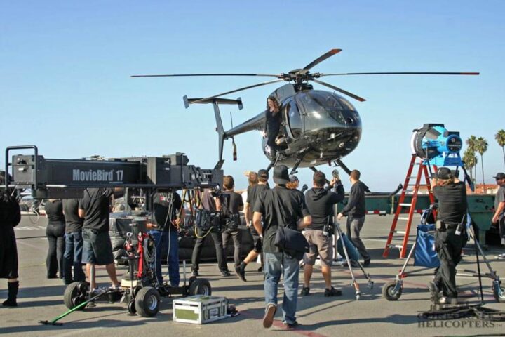 Helicopter filming mountain stunt